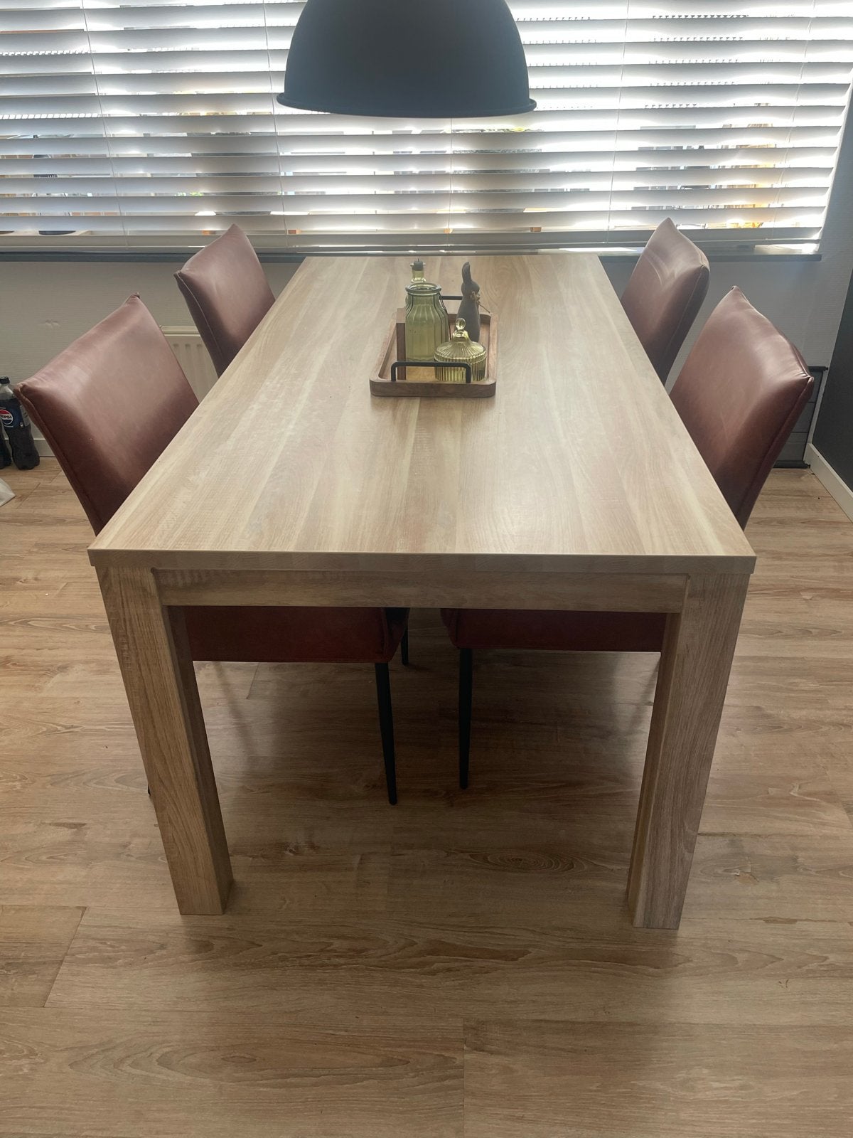 Eettafel met 4 stoelen - 180x90 cm, Ophalen, Gebruikt, 50 tot 100 cm, 150 tot 200 cm