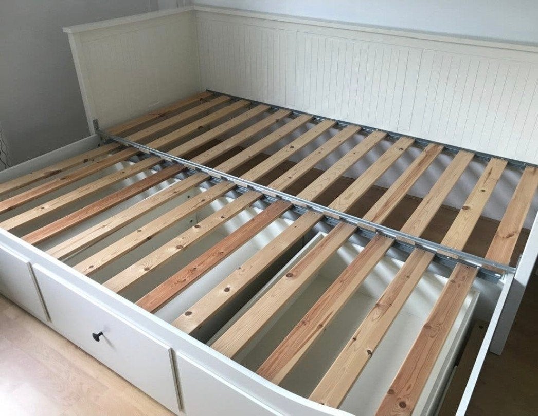 IKEA Hemnes bedbank - Wit, gebruikt, Huis en Inrichting, Ophalen, Wit, Tweepersoons, 80 cm