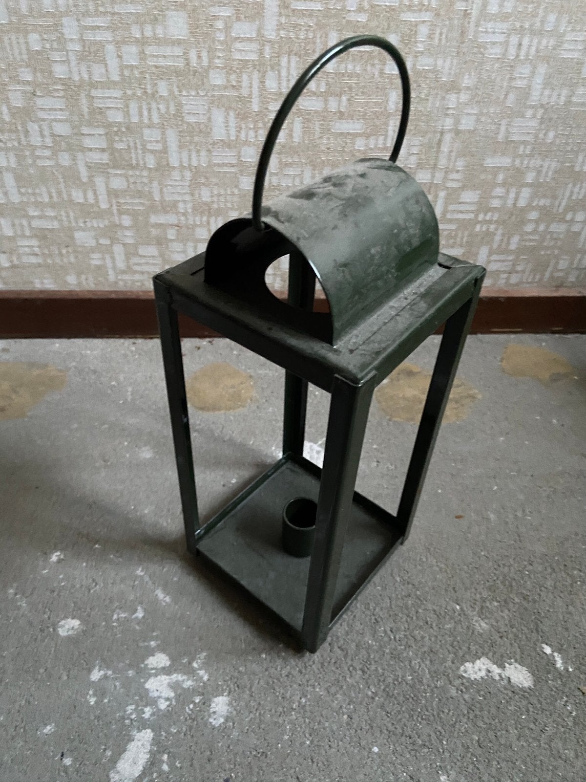 Groene emaille lantaarn voor een kaars, Ophalen of Verzenden, Koper of Brons