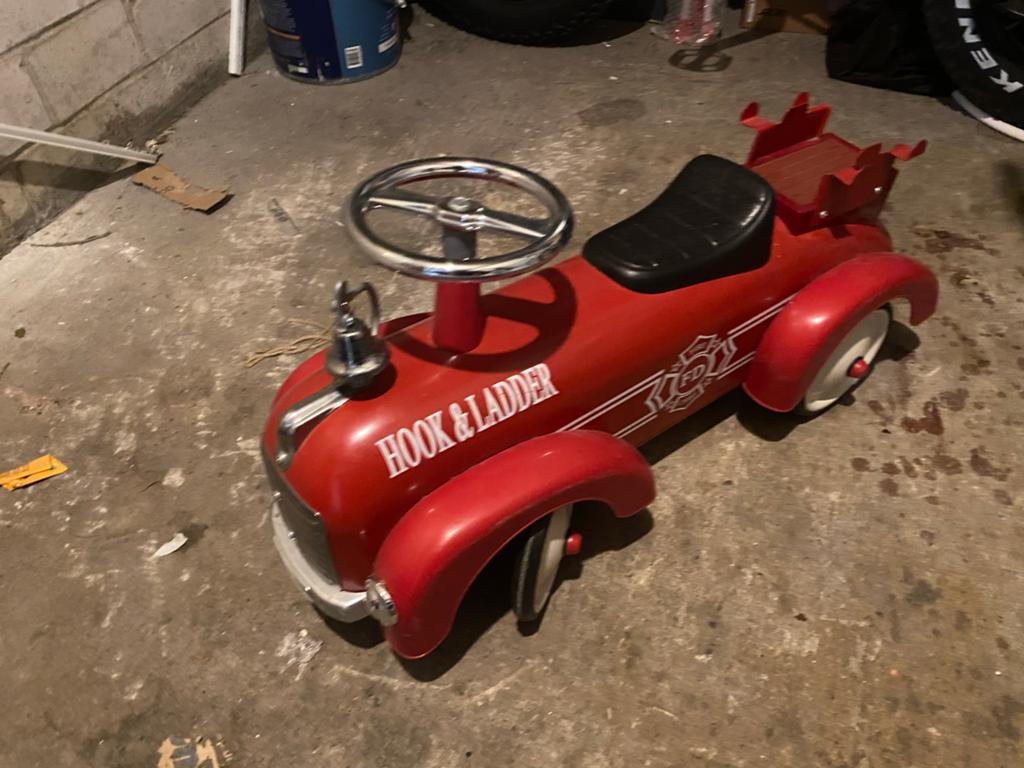 Vintage Rode Brandweer Loopauto - Hook & Ladder, Ophalen of Verzenden, Zo goed als nieuw