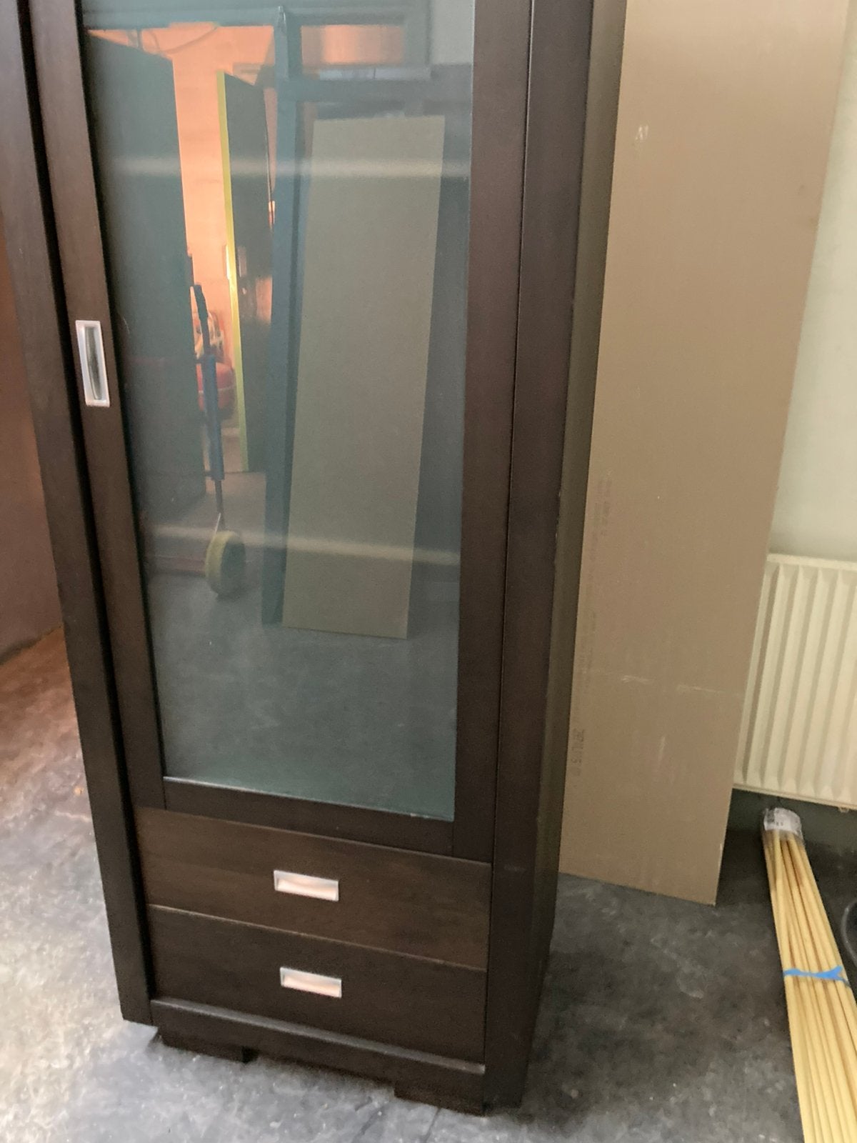 Stoere massief eiken landelijke wandkast 60x40x180 cm, Ophalen, Met deur(en), Eikenhout, 50 tot 100 cm