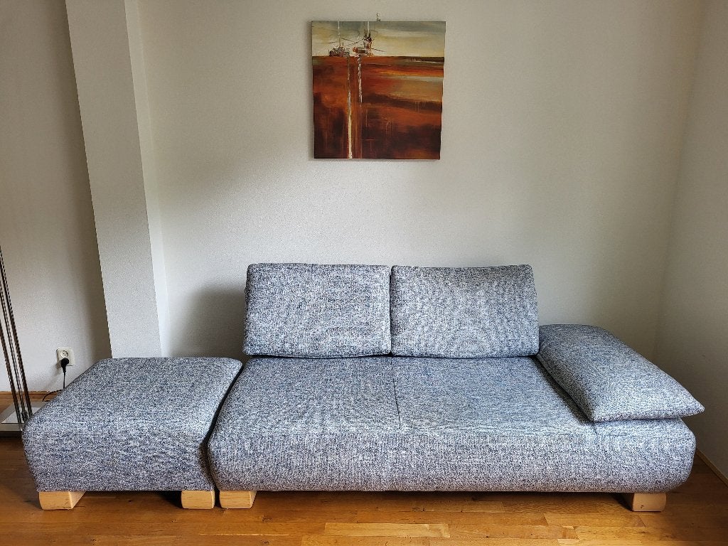 Tweezits sofa met verstelbare arm- en rugleuning, Ophalen, Hout, Gebruikt, 150 tot 200 cm