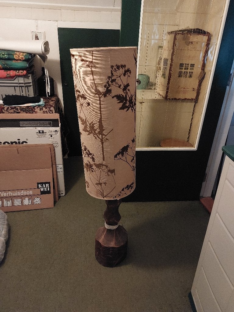 Retro vintage staande lamp, Ophalen, Gebruikt, 100 tot 150 cm, Natuurlijk materiaal