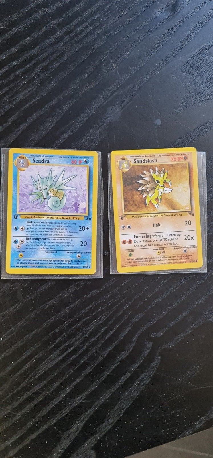 Seadra & Sandslash base set fossil first edition pokémon, Ophalen of Verzenden, Zo goed als nieuw