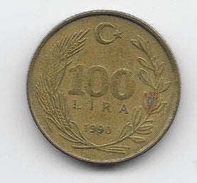 Turkije 100 lira 1990 KM# 988, Verzenden, Midden-Oosten, Losse munt