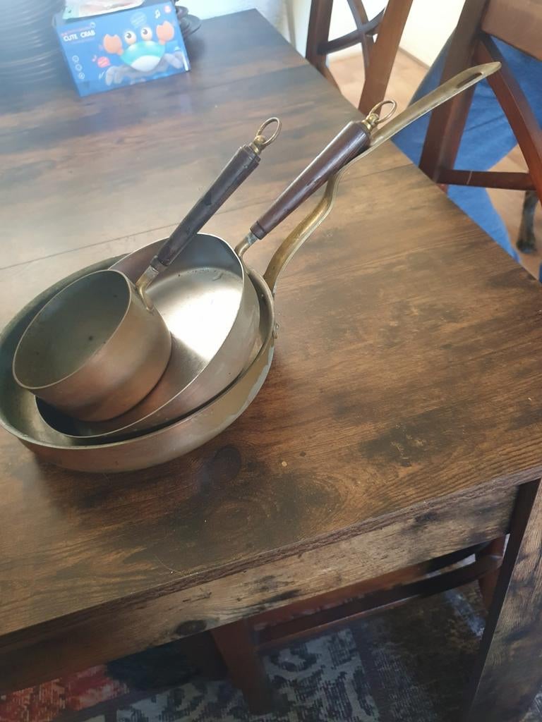 Koperen pannen, Huis en Inrichting, Keuken | Potten en Pannen, Ophalen, Gebruikt, Overige materialen, Pannenset