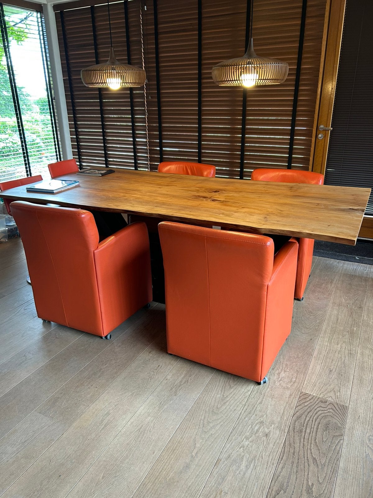 Eetfauteil eetkamerstoel leer x4, Huis en Inrichting, Stoelen, Ophalen, Gebruikt, Leer, Vier