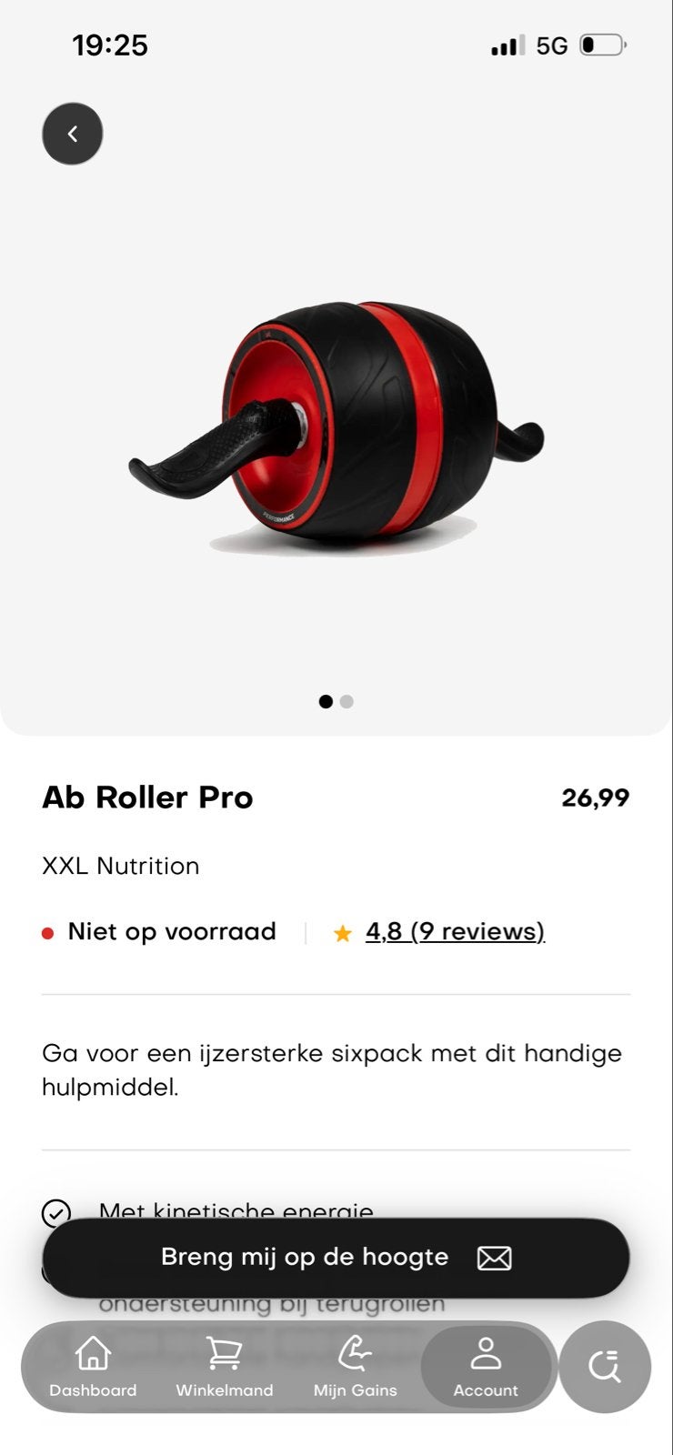 Ab Roller Pro XXL Nutrition - Buikspierwiel, Sport en Fitness, Fitnessmaterialen, Ophalen, Zo goed als nieuw, Buik, Buikspierwiel
