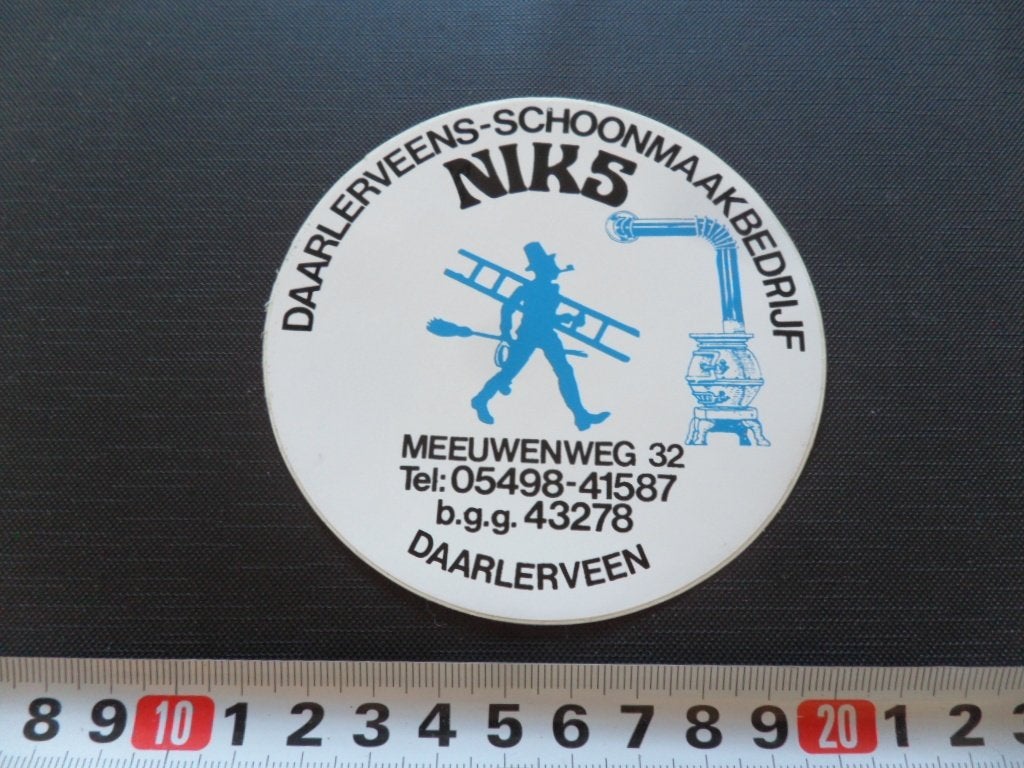sticker daarlerveen schoonmaakbedrijf NIKS meeuwenweg 32 *, Ophalen, Zo goed als nieuw