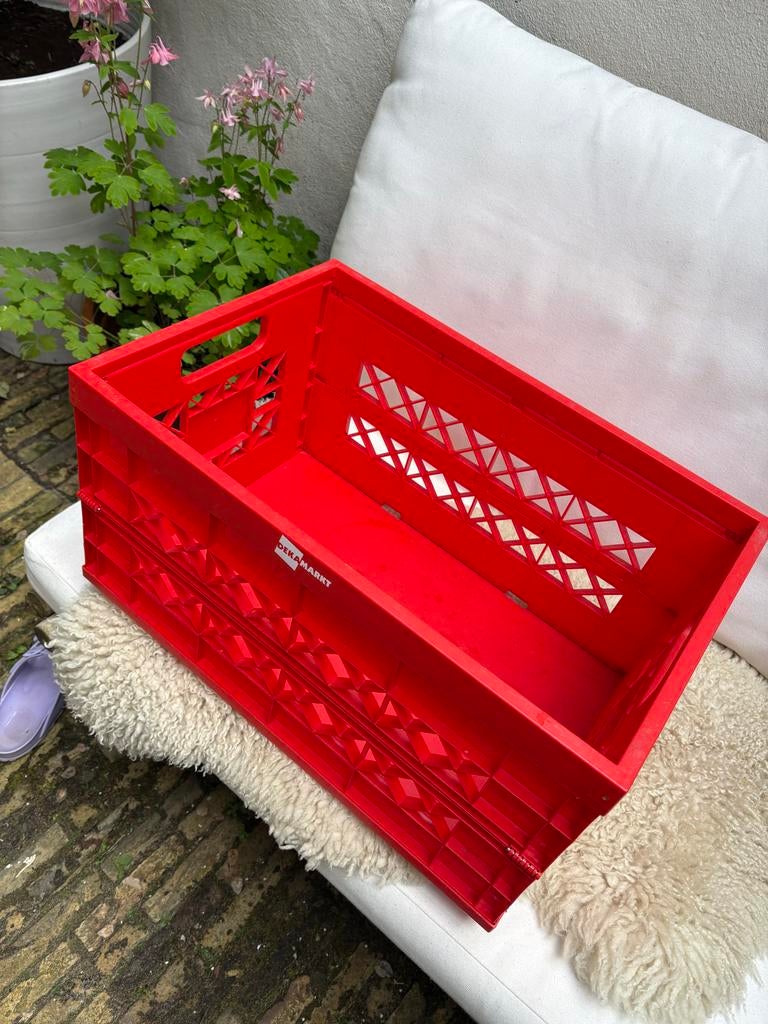 Rode opvouwbare Dekamarkt krat - 53x35x28 cm, Opvouwbaar, 50 tot 75 cm, Minder dan 35 cm, Ophalen of Verzenden