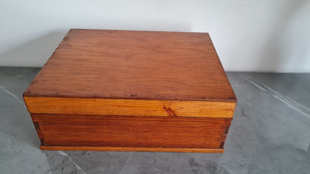 Houten opbergkoffer - schilderskoffer - naaidoos, Antiek en Kunst, Curiosa en Brocante, Ophalen of Verzenden