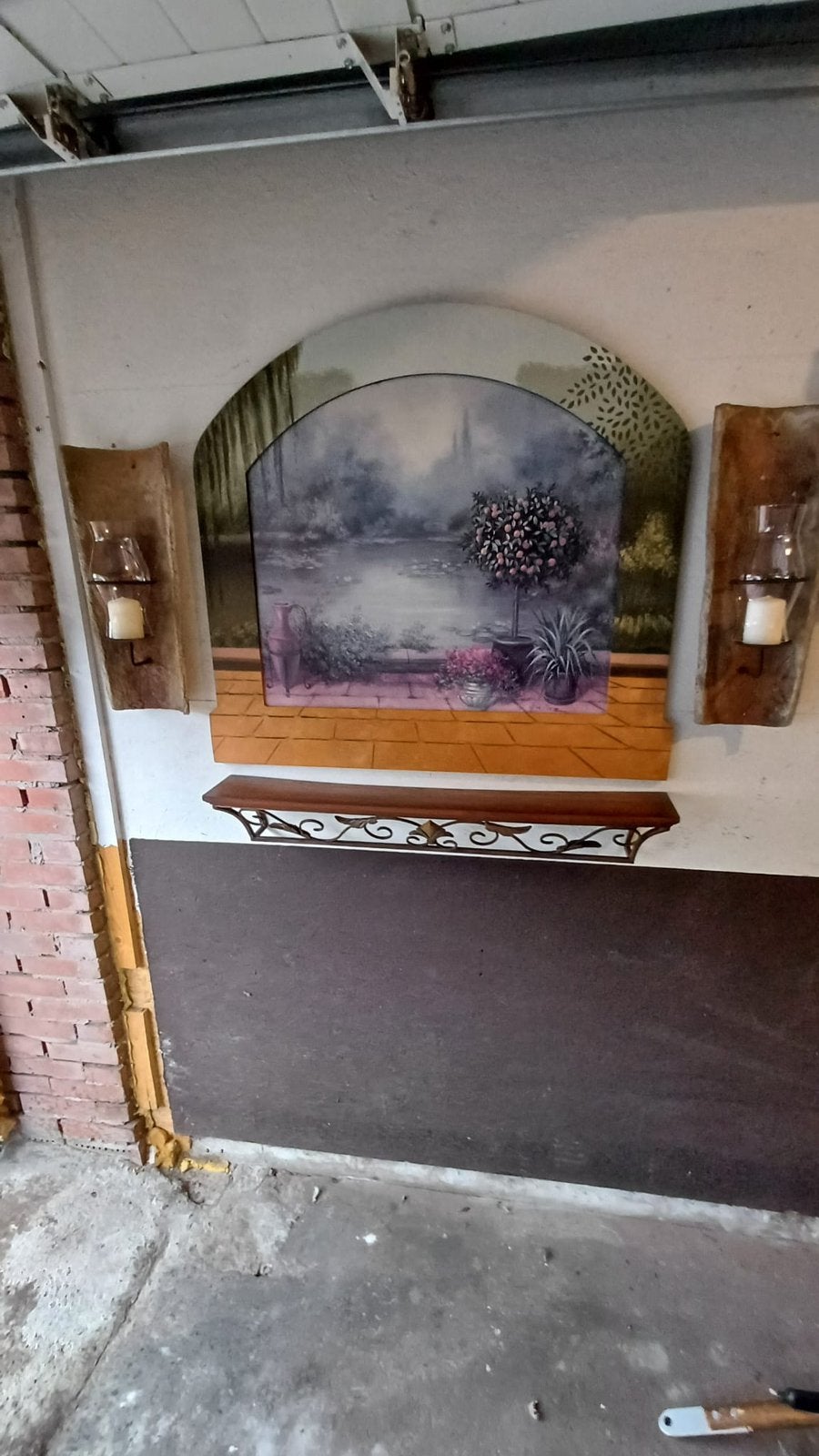 Schilderij met console en dakpan lampen, Ophalen of Verzenden, Minder dan 50 cm