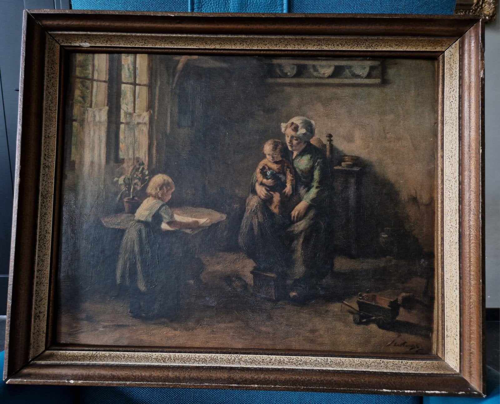 Schilderij oleografie larense school  Lammert van der Tonge, Ophalen of Verzenden