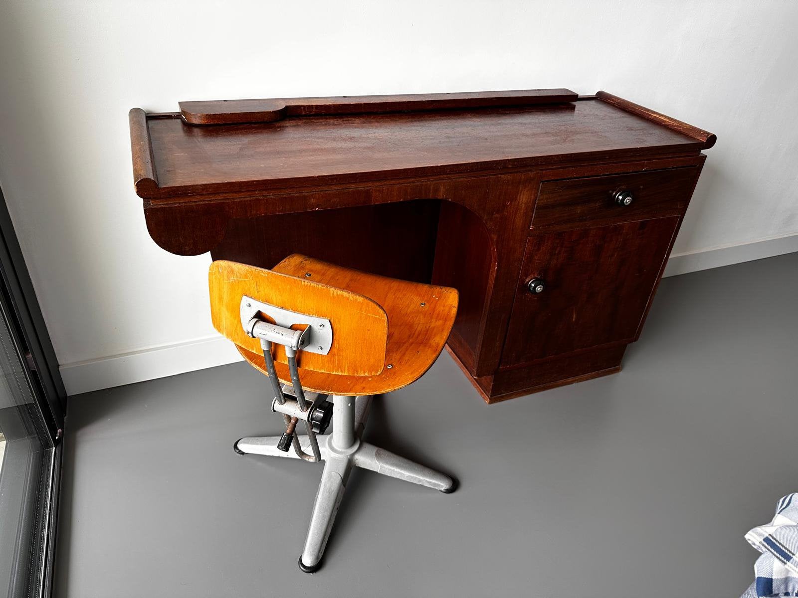 Art Deco bureau Haagse School-stijl + atelierstoel, Ophalen, Zo goed als nieuw