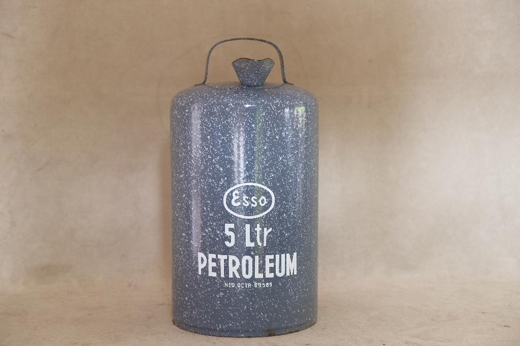 Esso petroleumkan 5 liter  emaille   vintage, Ophalen of Verzenden