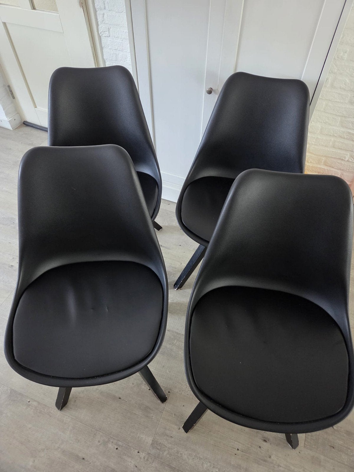 Set van 4 zwarte eetkamerstoelen - gebruikt, Gebruikt, Zwart, Vier, Modern