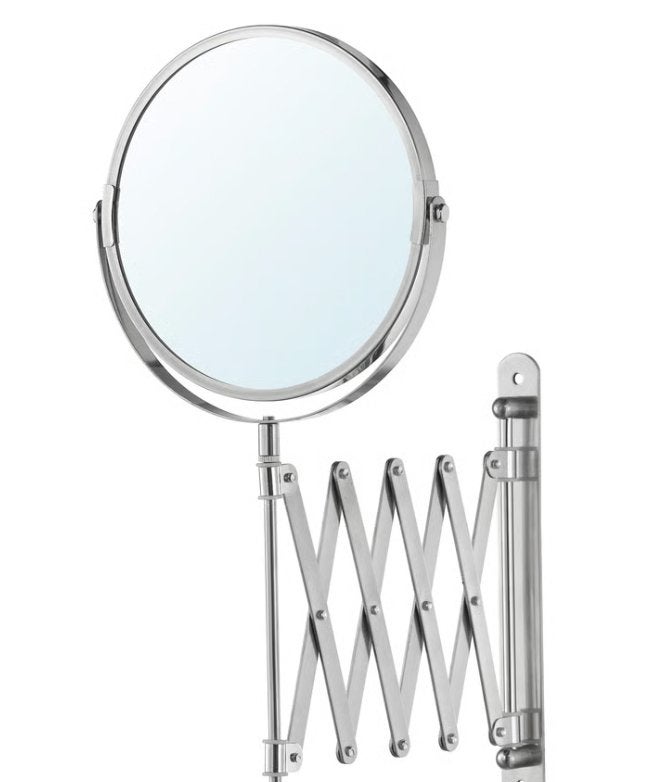 IKEA FRÄCK Scheerspiegel - RVS, uitschuifbaar, Ophalen, Minder dan 50 cm, Rond, Zo goed als nieuw