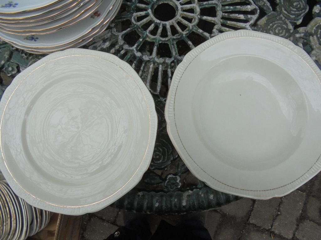 2 x Diner + 2 x Diep bord Mitterteich Bavaria zilveren bies, Ophalen of Verzenden