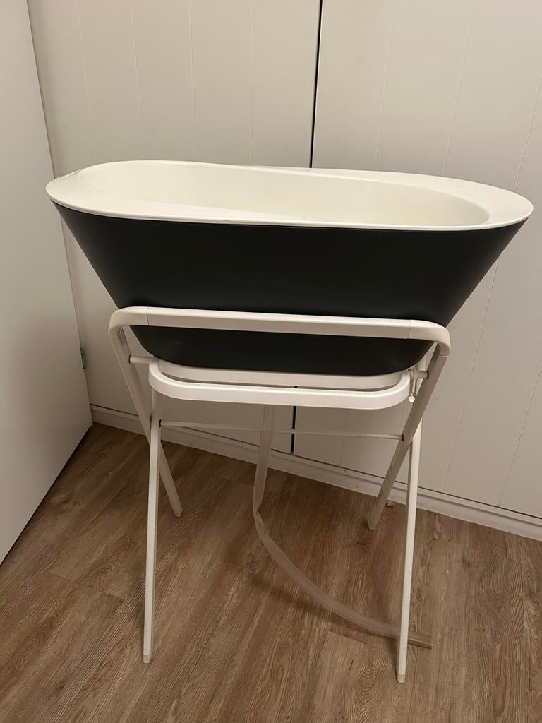 Hoppop babybadje met statief, stop en afvoerslang, Zo goed als nieuw, Badje, Standaard, Ophalen