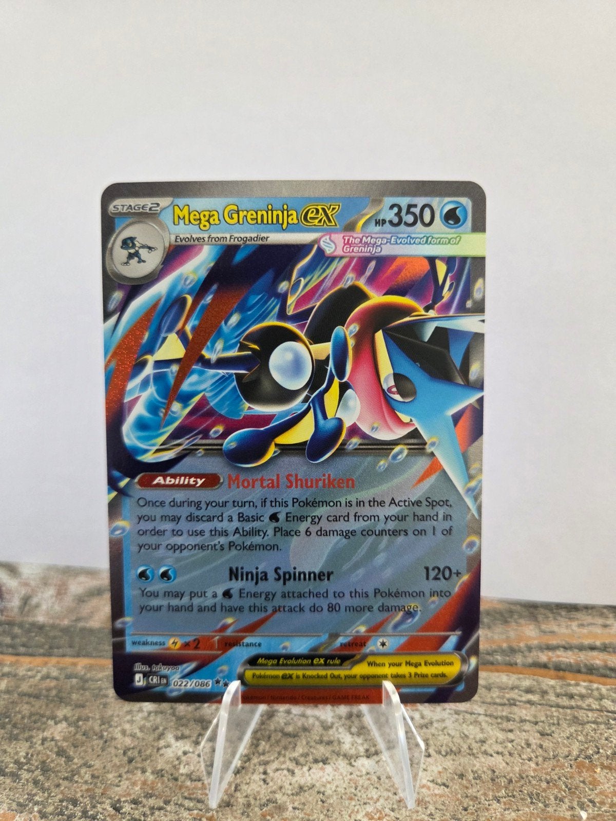 Mega Greninja EX (CRI 022) Pokémon Kaart - Zo goed als nieuw, Verzamelen, Ophalen of Verzenden, Zo goed als nieuw