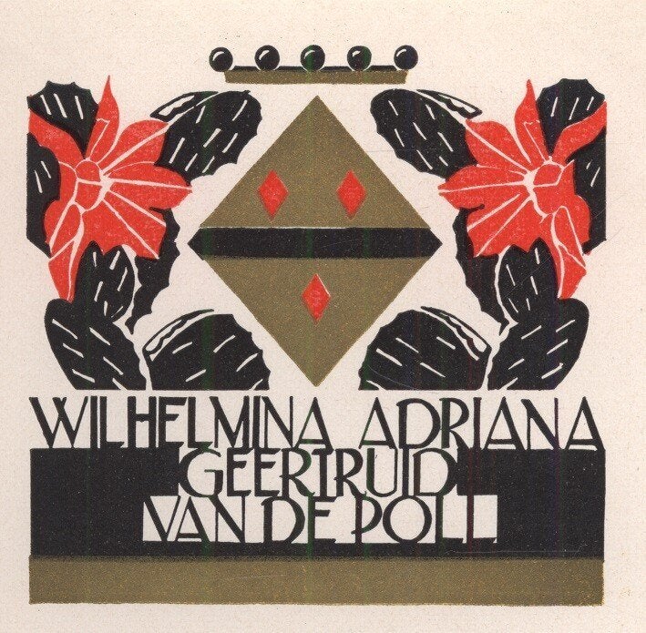 1477 Ex Libris Nederland : Jeanne Bieruma Oosting, 1931, Antiek en Kunst, Verzenden, Ex libris