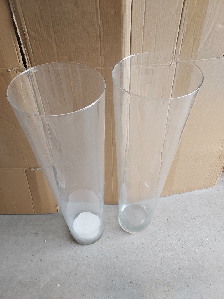 Glazen vazen, 70 cm hoog, 2 stuks., Ophalen, Gebruikt, Glas