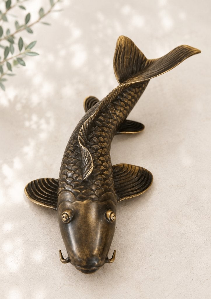 KOI / TUINBEELD / BRONS / KOI KARPER, Dierenbeeld, Nieuw, Info@huisentuindecoratiemarie.nl, Huis en tuin decoratie marie