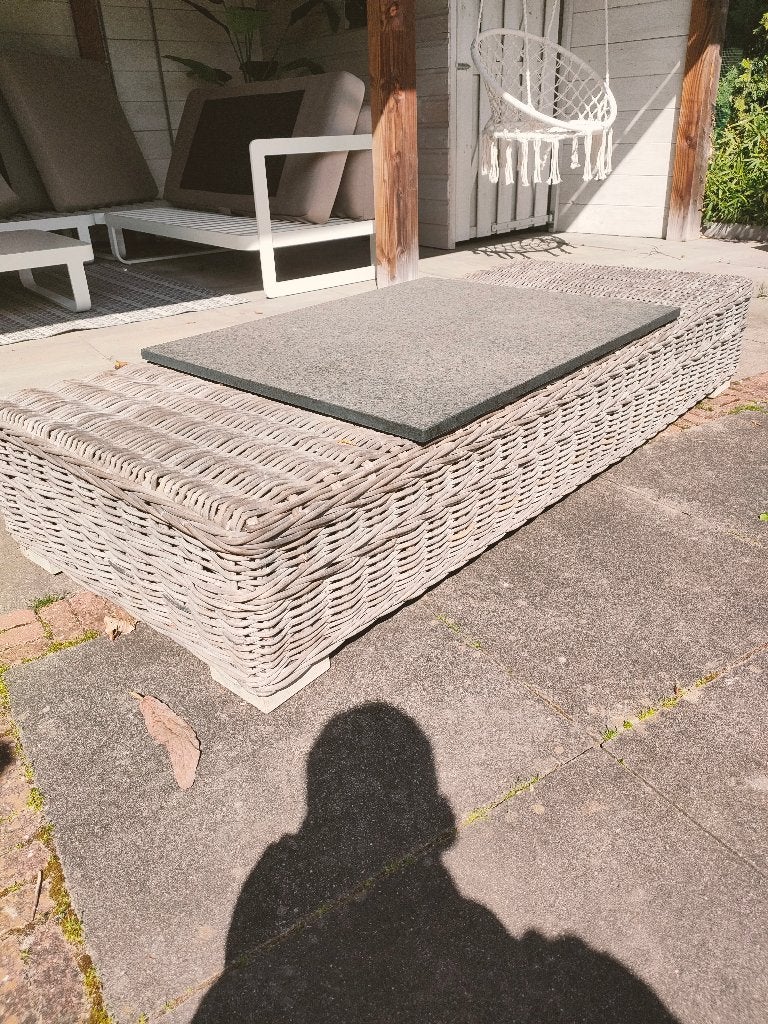 Salontafel voor buiten inclusief marmeren blad, Ophalen, Gebruikt, Rechthoekig