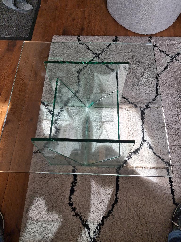 Glazen (bijzet) tafel (GRATIS), Ophalen, Minder dan 45 cm, Gebruikt, Vierkant