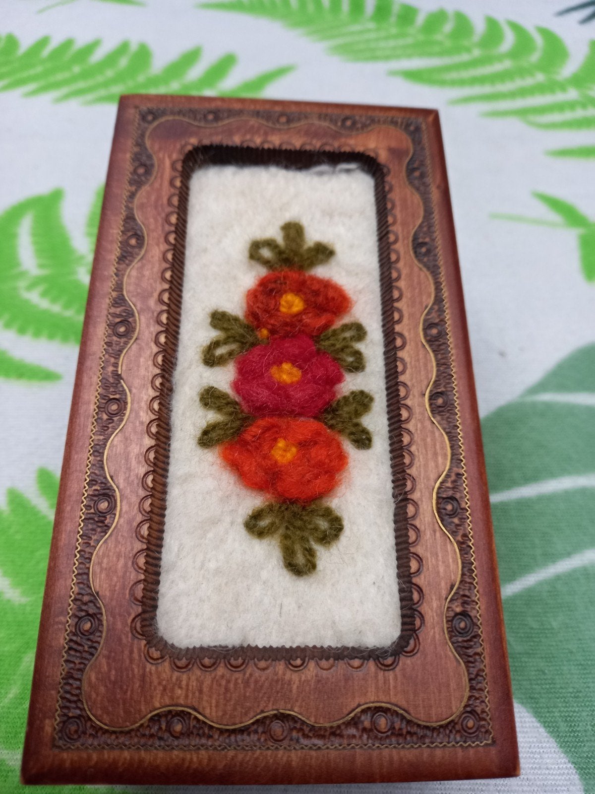 Vintage houten bijouteriedoosje, jaren '70., Ophalen of Verzenden