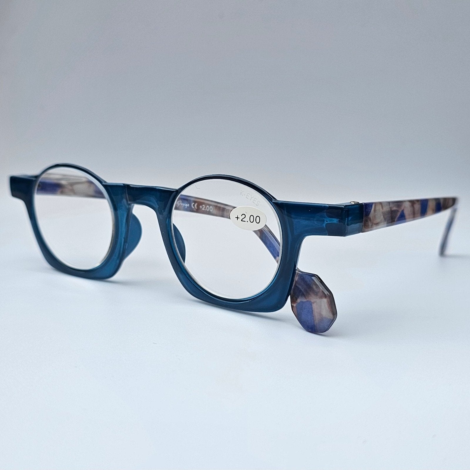 Stijlvolle blauwe leesbril +2.00 +2.50 Blauw met Patroon, Sieraden, Tassen en Uiterlijk, Overige merken, Blauw, Nieuw, Ophalen of Verzenden
