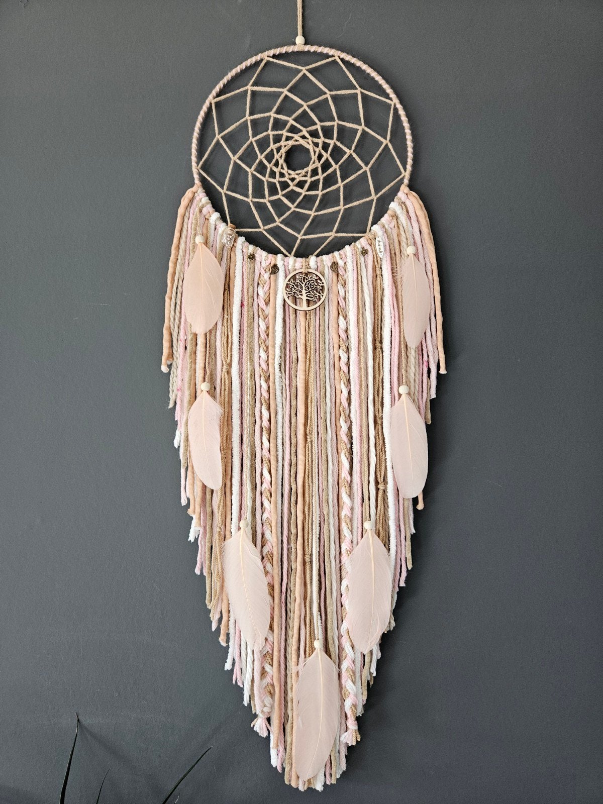 dromenvanger oud roze taupe wandkleed boho bali decoratie, Ophalen of Verzenden, Nieuw
