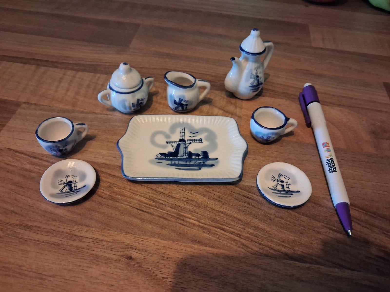 Delfts Blauw Miniatuur Serviesje - Handgeschilderd, Antiek en Kunst, Ophalen of Verzenden