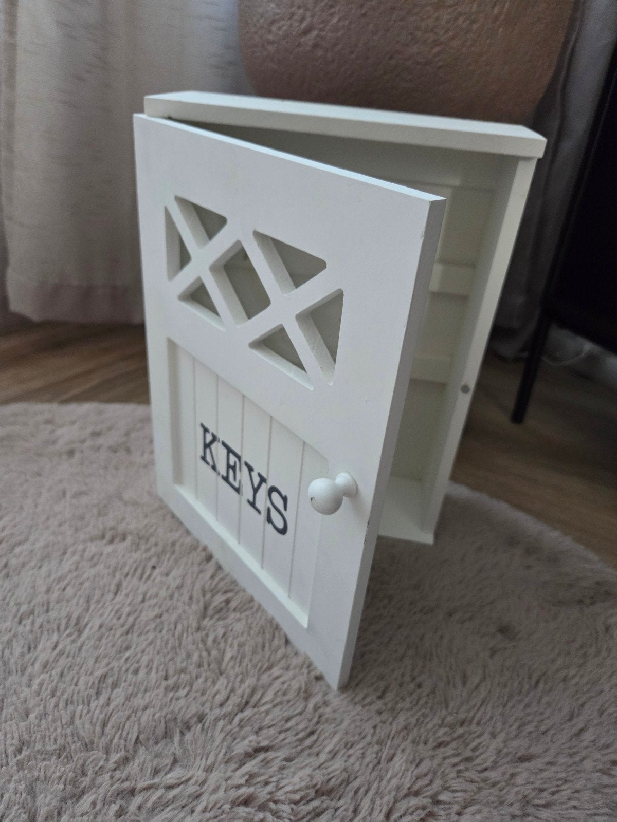Witte sleutelkastje met 'KEYS' opdruk, Hout, Gebruikt, Ophalen of Verzenden, Landelijk