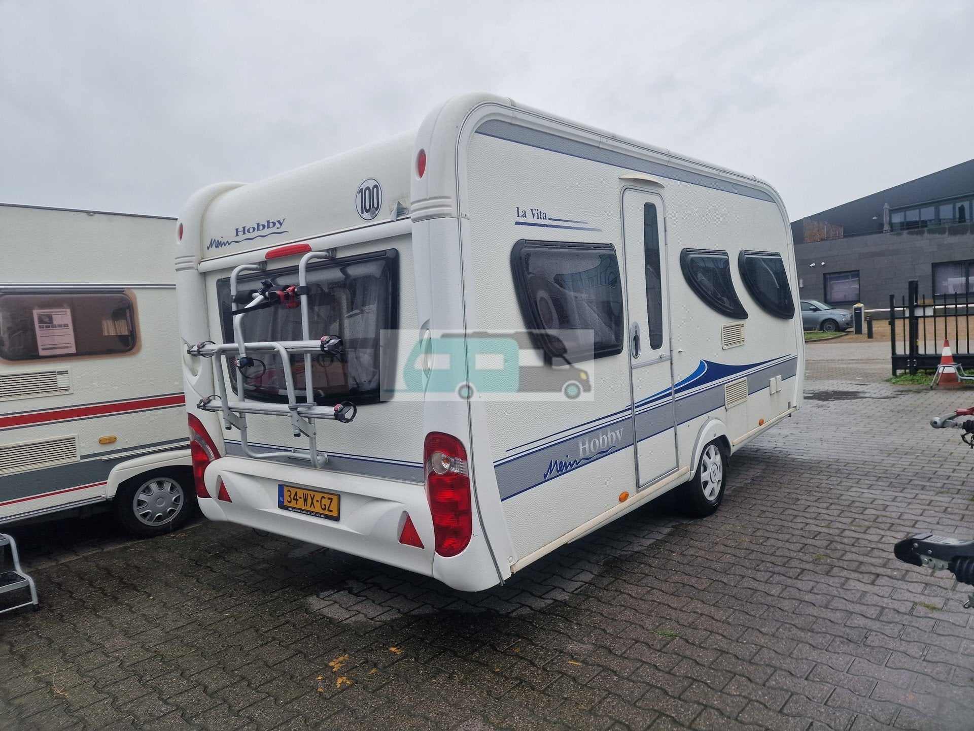 Hobby la vita 455 UF 2009 mover, luifel (bj 2009), Caravans en Kamperen, Hobby, Bedrijf, Schokbreker, Tot en met 4