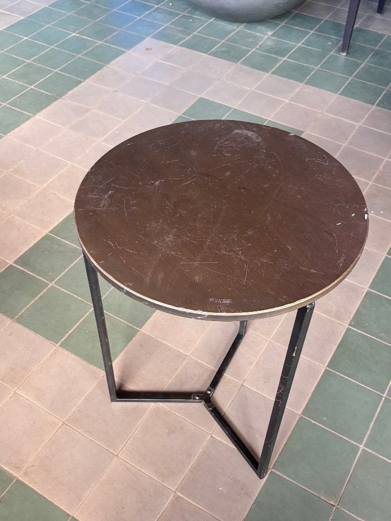 Ronde metalen bijzettafel industrieel zwart  CS27103, Minder dan 55 cm, Gebruikt, Metaal of Aluminium, Rond
