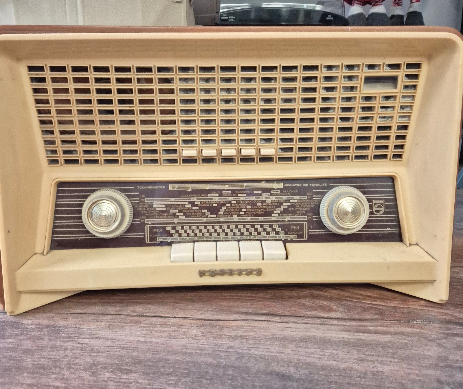 Vintage Philips buizenradio - niet werkend, Audio, Tv en Foto, Radio's, Ophalen