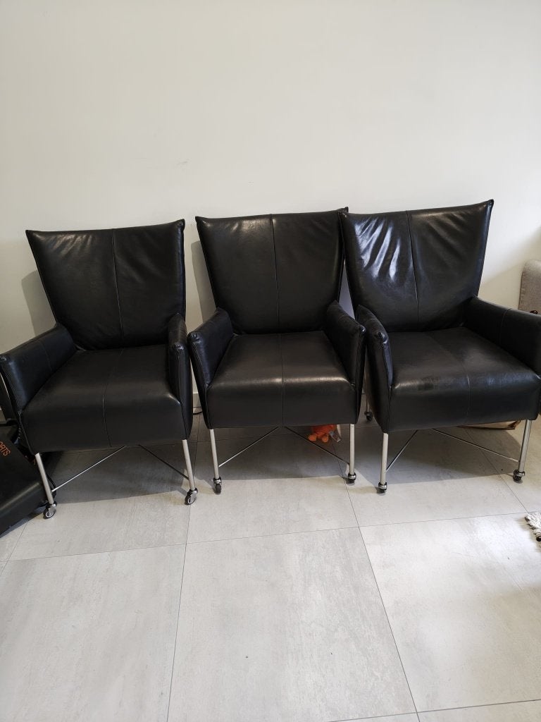 4st Jess lederen stoelen, Huis en Inrichting, Gebruikt, Zwart, Leer, Ophalen of Verzenden