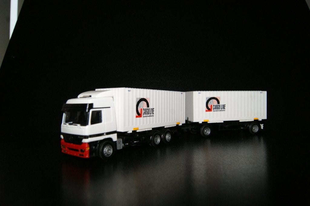 885 awm herpa mercedes actros cargoline afzetbak 1:87 truck, Ophalen of Verzenden, Zo goed als nieuw, Bus of Vrachtwagen, AWM