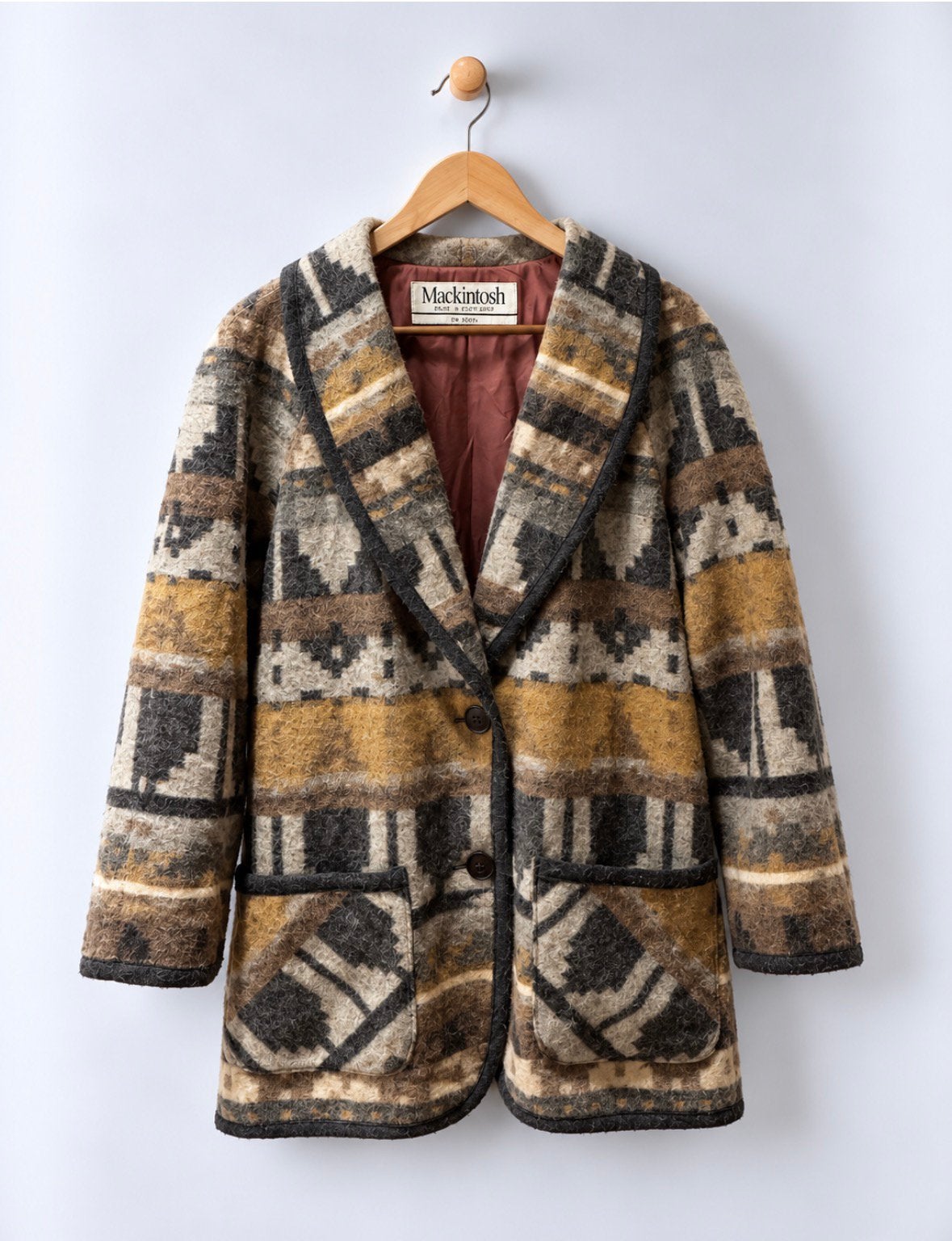 Mackintosh New England wol blazer aztec beige M / L 38 40, Ophalen of Verzenden, Zo goed als nieuw, Maat 38/40 (M), Beige