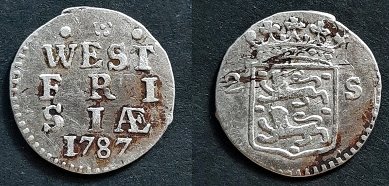 Dubbele wapenstuiver West Frisia 1787, Verzenden, Vóór koninkrijk, 10 cent, Zilver