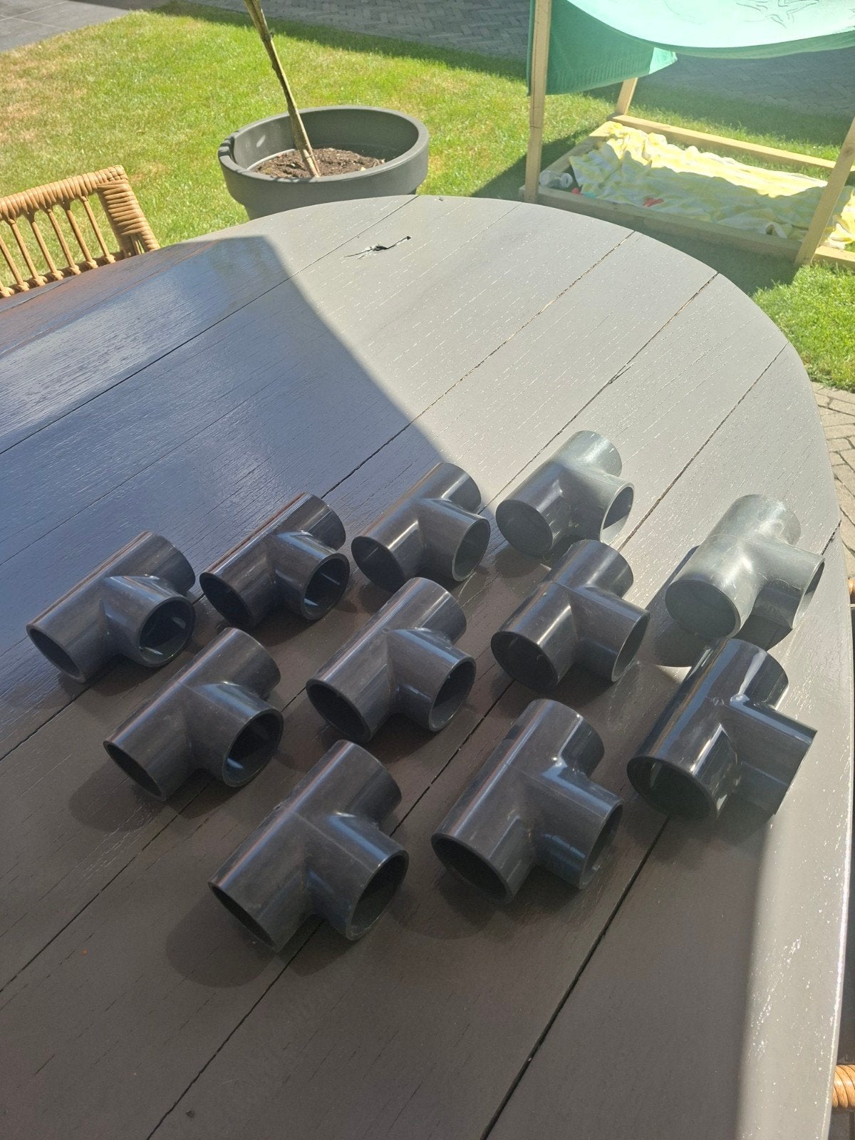 11 PVC T-stukken dikwandig 50mm, Ophalen of Verzenden, Nieuw