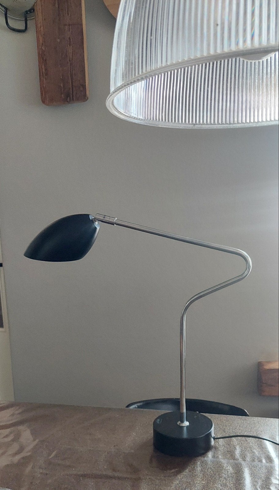 Herstal tafel lamp diva zwart chroom strak design, Ophalen of Verzenden, Gebruikt, Metaal, Minder dan 50 cm