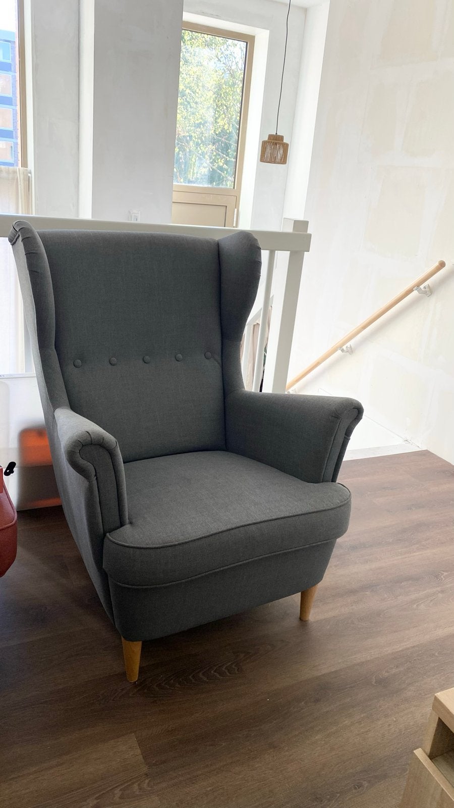 Grijze oorfauteuil ikea - Comfortabele fauteuil, Ophalen of Verzenden, Zo goed als nieuw, Stof, 75 tot 100 cm