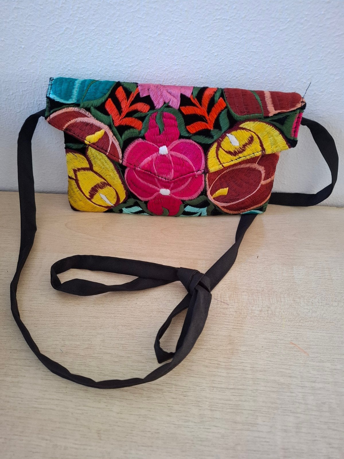 Vintage, handgemaakt Mexicaans tasje., Ophalen of Verzenden, Nieuw, Zwart