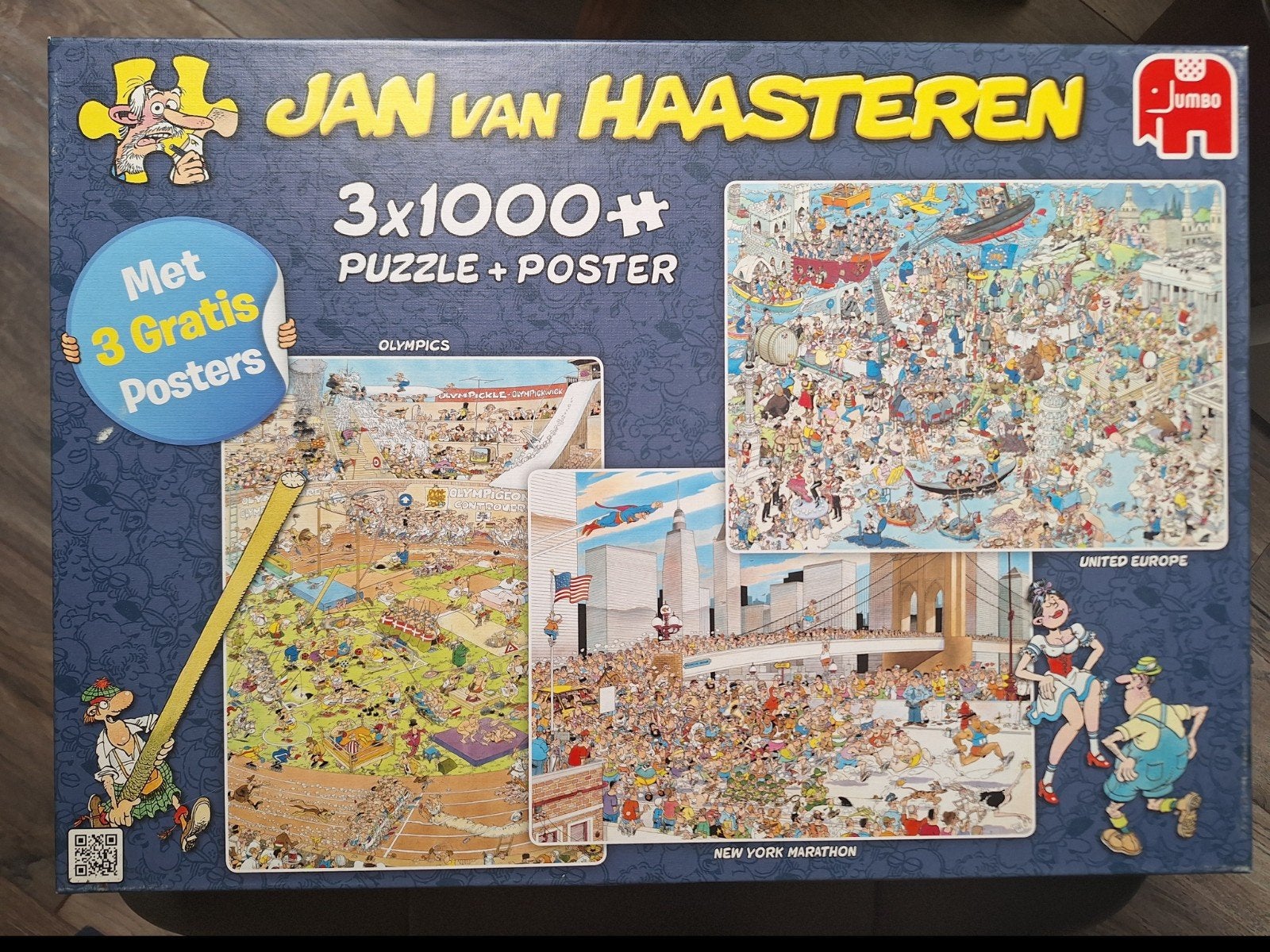 Jan van Haasteren 3x1000 stukjes in 1 doos, Ophalen, 500 t/m 1500 stukjes, Gebruikt, Legpuzzel