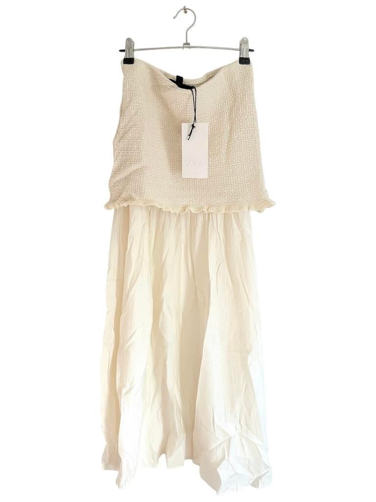 Creme lange tricot rok Zara nieuw met label, Beige, Nieuw, Ophalen of Verzenden, Maat 36 (S)