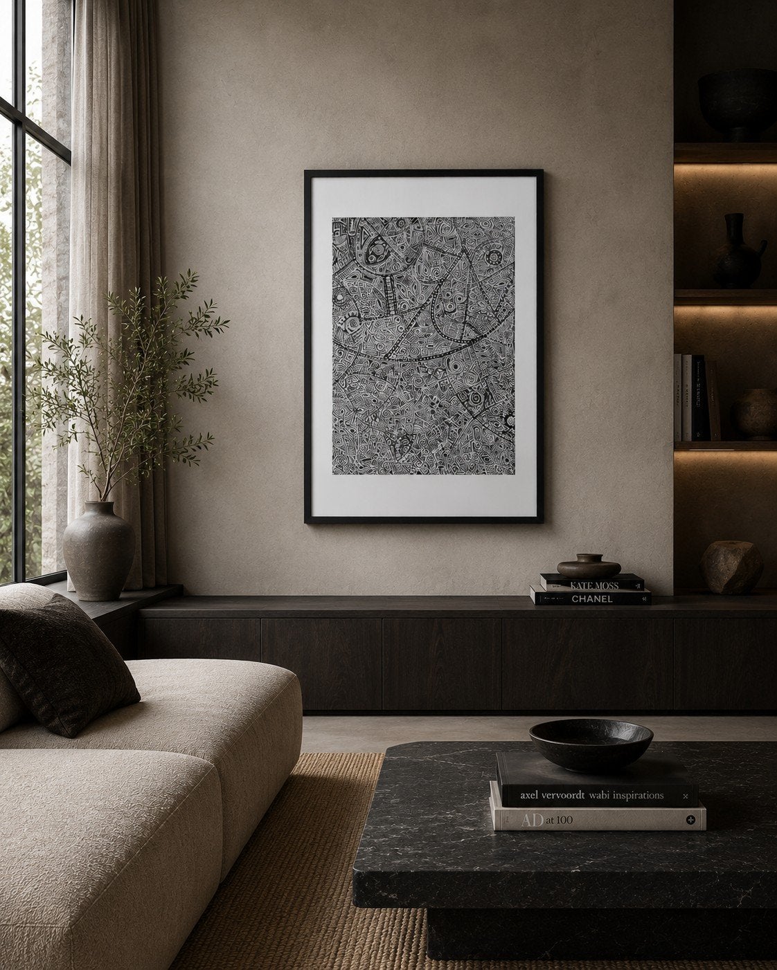 japandi modern schilderij, Ophalen of Verzenden