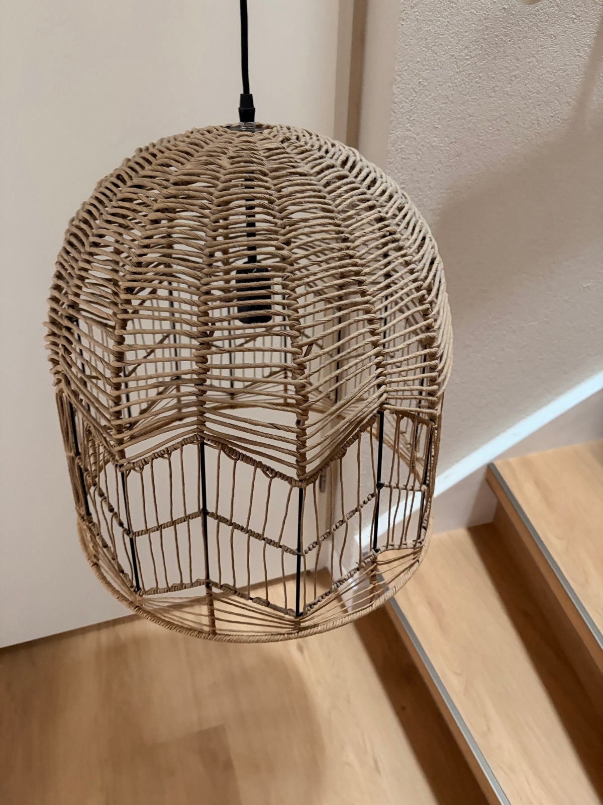 Lampenkap, Huis en Inrichting, Natuurlijk materiaal, Beige, Rond, Zo goed als nieuw