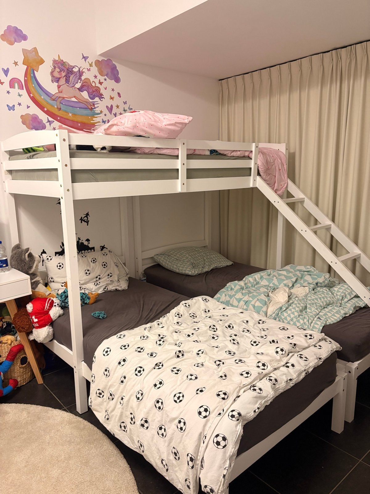 Stapelbed (drievoudig), Ophalen, 100 cm, 160 tot 180 cm, Tweepersoons